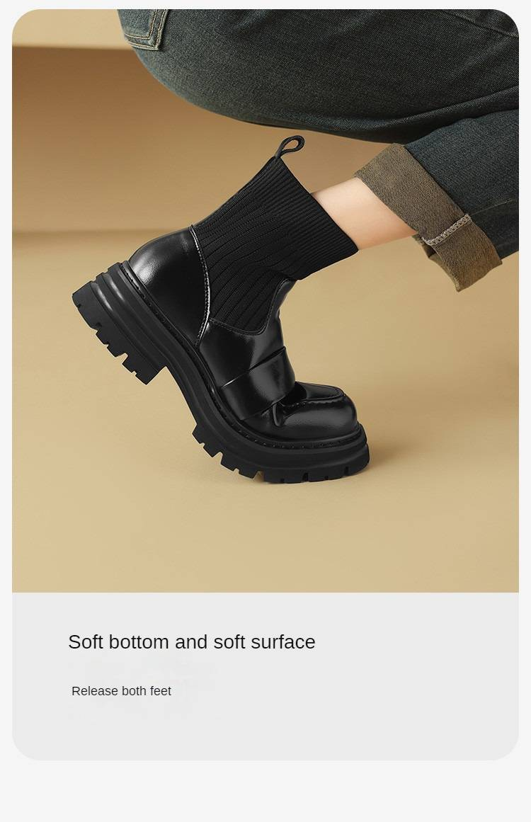 cameido Damen-Schlankheitsstiefel mit dicker Sohle und klobigem Absatz, vielseitige, runde Zehenpartie, elastische Strick-Schlauchsockenstiefel für Herbst und Winter 2024_voghion.com