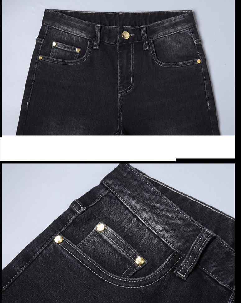 Moška oblačila Čisto nove moške kavbojke visokega cenovnega razreda, elastične, slim fit, majhne ravne kavbojke za prosti čas_voghion.com