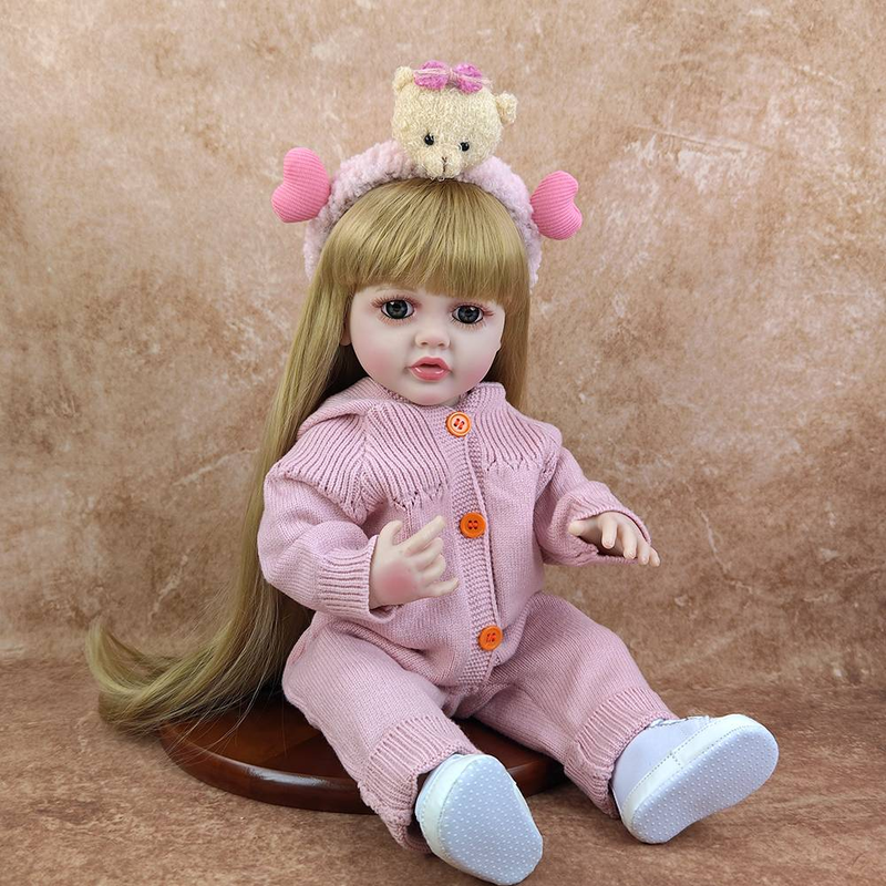 22 Zoll 55 cm Fertige süße Reborn Baby Girl Puppe mit vollem weichem Vinylkörper Lebensechtes Anziehspielzeug Geburtstagsgeschenk_voghion.com