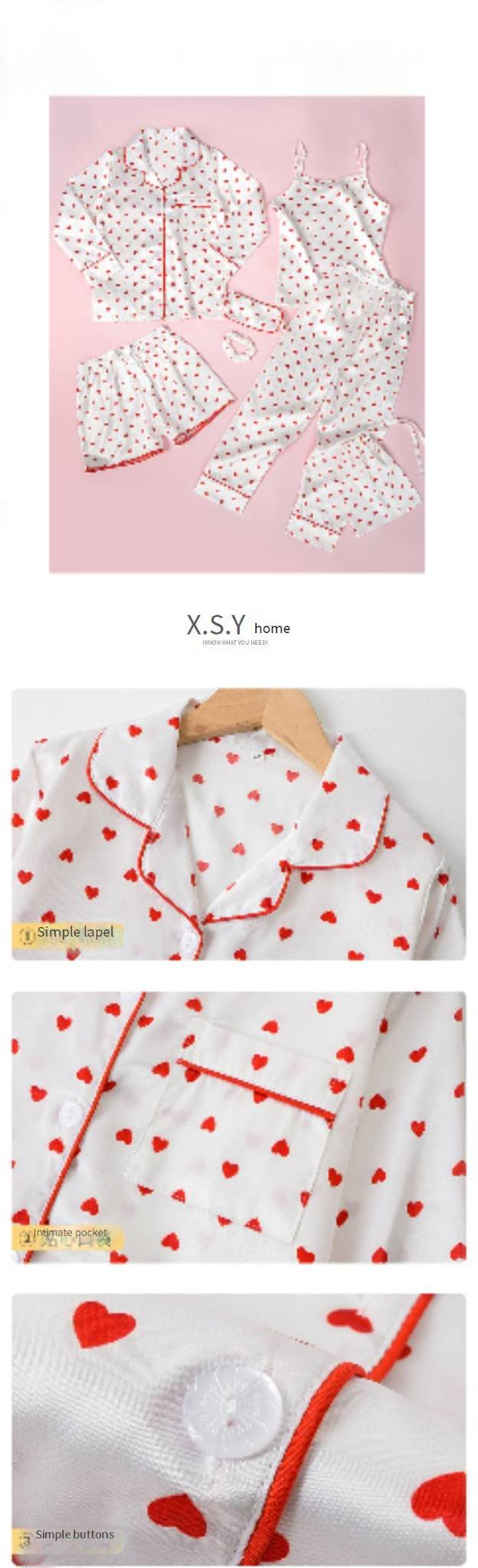 Mother & Kids Children's Silk Striped Pajamas Seven Piece Home Clothes Set_voghion.com