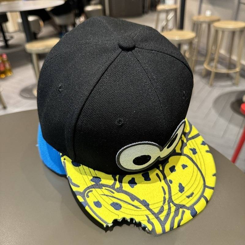 Baseballkappen für Herren, Cartoon-Hip-Hop-Mütze, flache Krempe für Herren, Frühling und Herbst, universelle Netzmütze mit roter Platte für Damen, Sommer-Trend-Baseballkappe_voghion.com