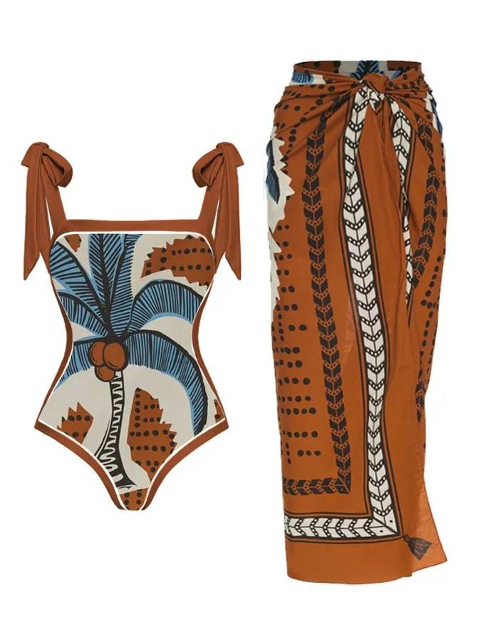 Women's Clothing Two Piece Skirt Multi Color Print Sexy Bikini Set_voghion.com