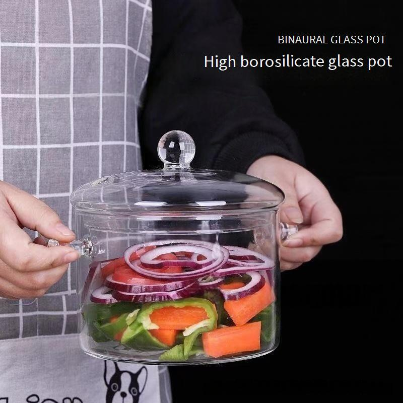 Marmite en verre borosilicaté HeatMaster - Bol à soupe et à nouilles avec poignées (800 ml, ignifuge, compatible micro-ondes/lave-vaisselle)_voghion.com