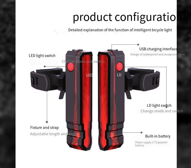 Bicycle Light Mountain Bike Spiderman Laser Tail Light USB Charging Tail Light Night Riding Warning Light Bicycle Accessories_voghion.com