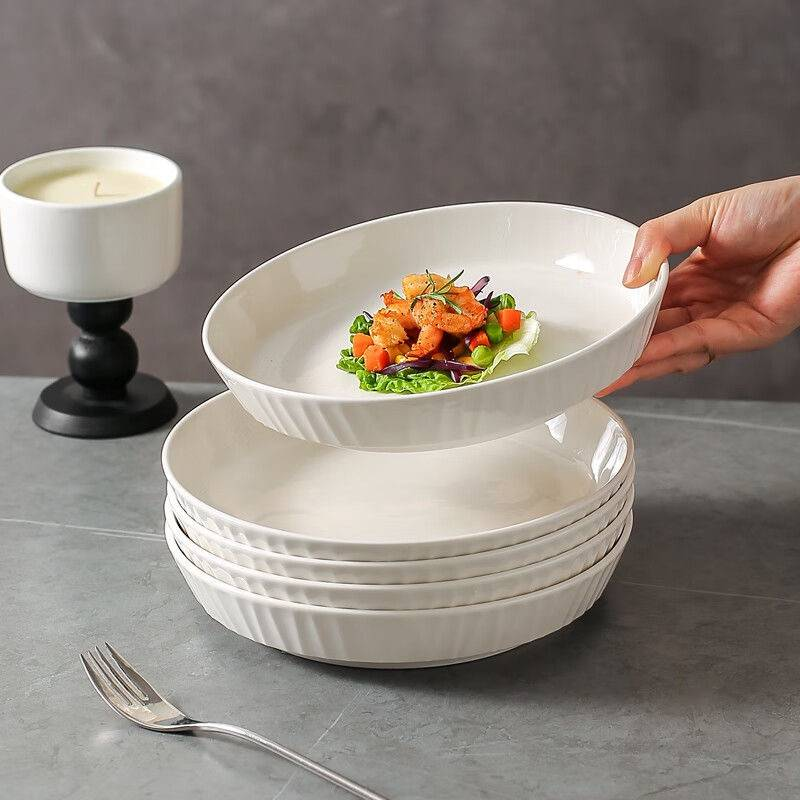 2er-Pack 8,1 Zoll dicke Essteller aus Keramik, skandinavischer Stil, vielseitig verwendbar, Serviergeschirr für Pasta und Obst, leicht zu reinigen, kommerzielle Qualität_voghion.com