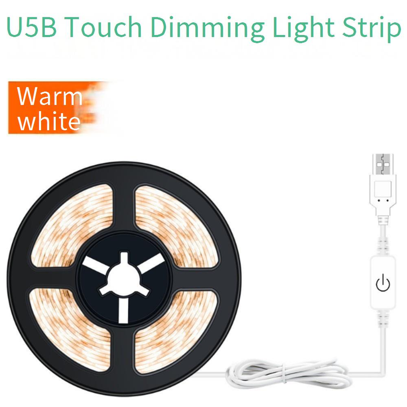 Striscia LED con sensore touch USB, 5 V a bassa tensione 2835 SMD, luce notturna flessibile per armadi, camera da letto, bianco caldo/bianco freddo, certificata CE._voghion.com