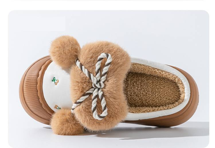 Damenschuhe, süße Plüsch-Baumwoll-Hausschuhe für Mädchen, Winter-Outdoor-Kleidung, neuer Stil, für drinnen und draußen, rutschfeste Plüsch-warme Baumwoll-Hausschuhe_voghion.com