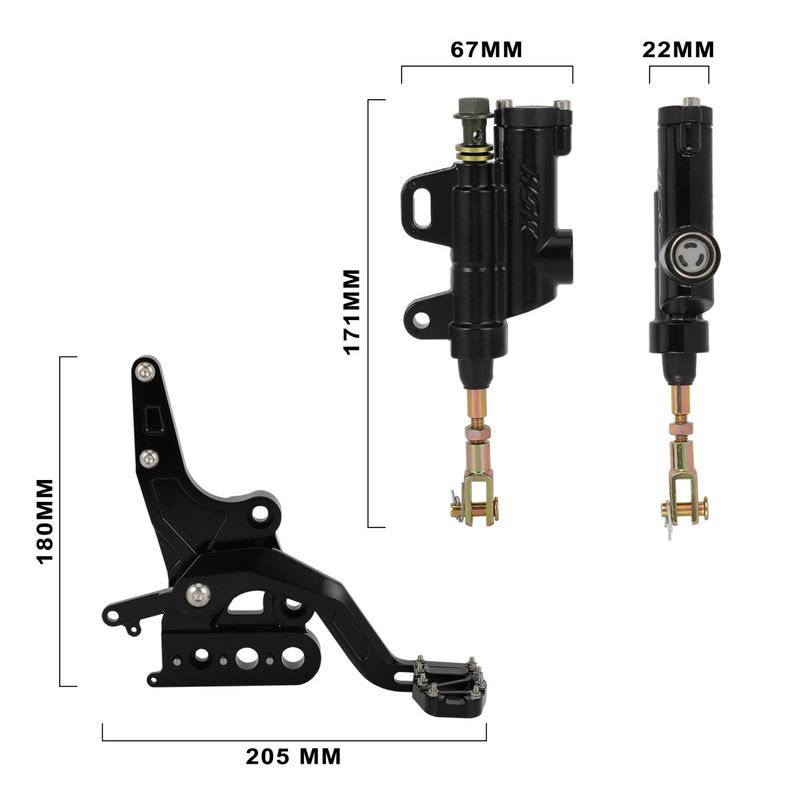 Kit de frein moto - Pédale et étrier de frein arrière pour vélos électriques, finition noire résistante, compatible avec la plupart des modèles (26,5 x 19 x 7,5 cm)_voghion.com