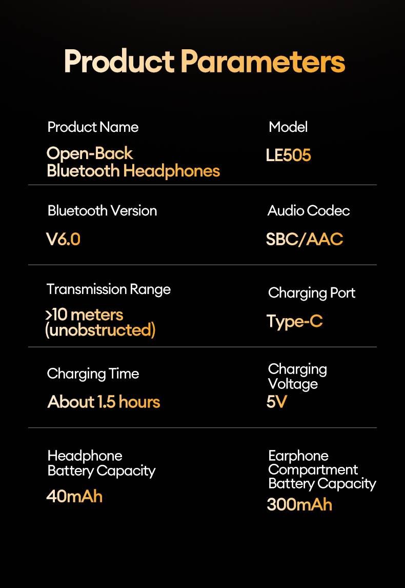 Auriculares Bluetooth originales Lenovo LE505 de conducción ósea 6.0 OWS, auriculares inalámbricos estéreo HIFI, bajos, para música, juegos y deportes._voghion.com
