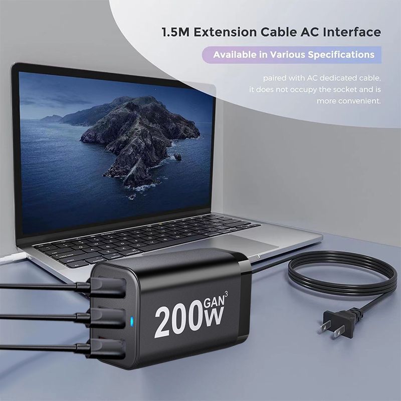 USB C 200W 6-Port Charging Fast Gan Charger Power Adapter For IPhone 14/13/12 Series, Samsung Galaxy S23/S22/S21_voghion.com