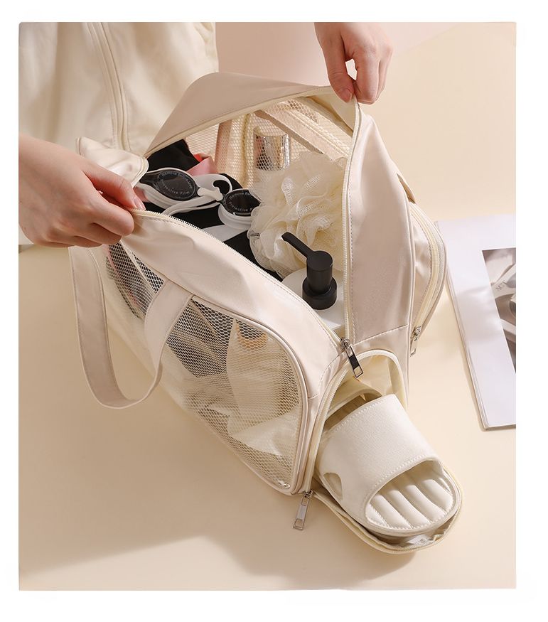 PU Multifunctional Toiletry Travel Large Capacity Swimming Portable Makeup Water-Resistant Storage Bag Shoe Compartment_voghion.com