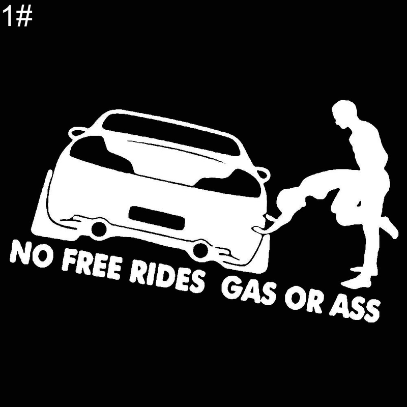 Yuanmheng Grappig Geen gratis ritten Gas of Ass Auto Voertuig Reflecterende Decals Sticker Decoratie_voghion.com