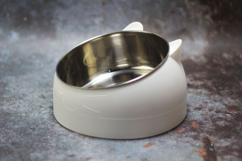 Cat Bowl Lovely Creative Inclined Kitten Puppy Food Feeding Bowls Stainless Steel Cats Drinking Feeder Pet Dogs Cats Feeders_voghion.com
