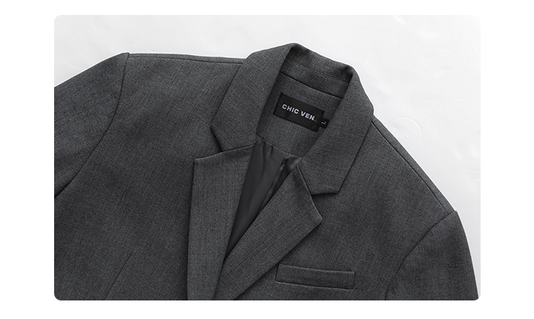 CHICVEN Donna Office Lady Blazer Polsino Ricamo Spalla Larga Abito in Twill Capispalla Donna Autunno Capispalla Elegante Top_voghion.com