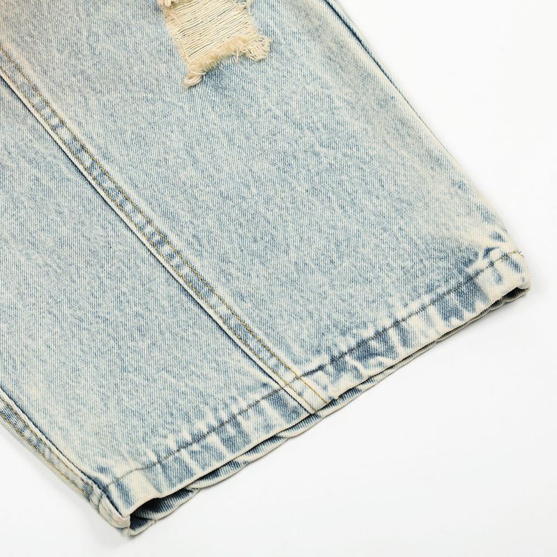 Post-apocalyptic Distressed Ink-splattered Dirty Denim Scimitar Men's Street Punk Loose Fit Wide-leg Long Floor-length_voghion.com