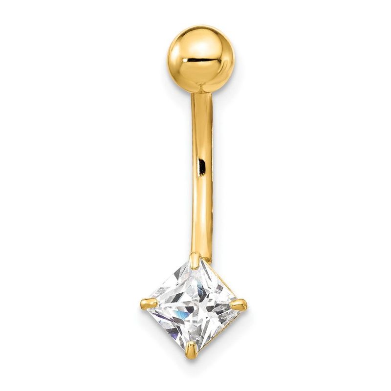 10k W/5mm Square Cz Belly Dangle_voghion.com