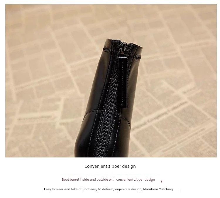 Waterproof Platform Thick Heel Slim Looking Fancy Niche Boots_voghion.com