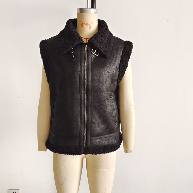 Gilet in pelliccia sintetica da donna con chiusura a zip, capospalla invernale alla moda per lo street style, nero/marrone scuro/cioccolato, S/M/L_voghion.com