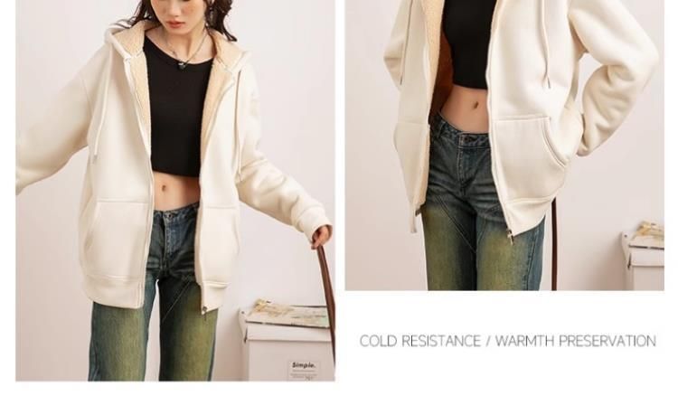 Velvet hoodie autumn/winter 2024 new New Year's battle robe lamb fleece hooded cardigan jacket 12_voghion.com