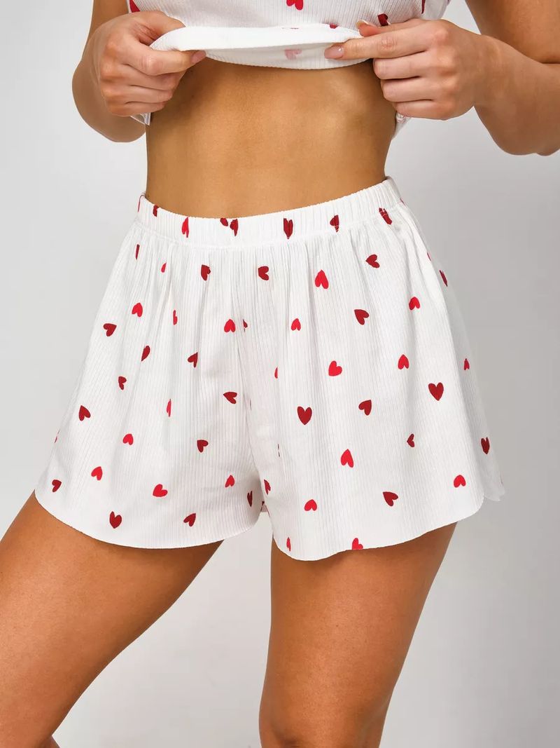 Damen Pyjamas Set Zwee-Stéck Set, Printed Love, Suspenders, Shorts, Casual Set, Loungewear_voghion.com
