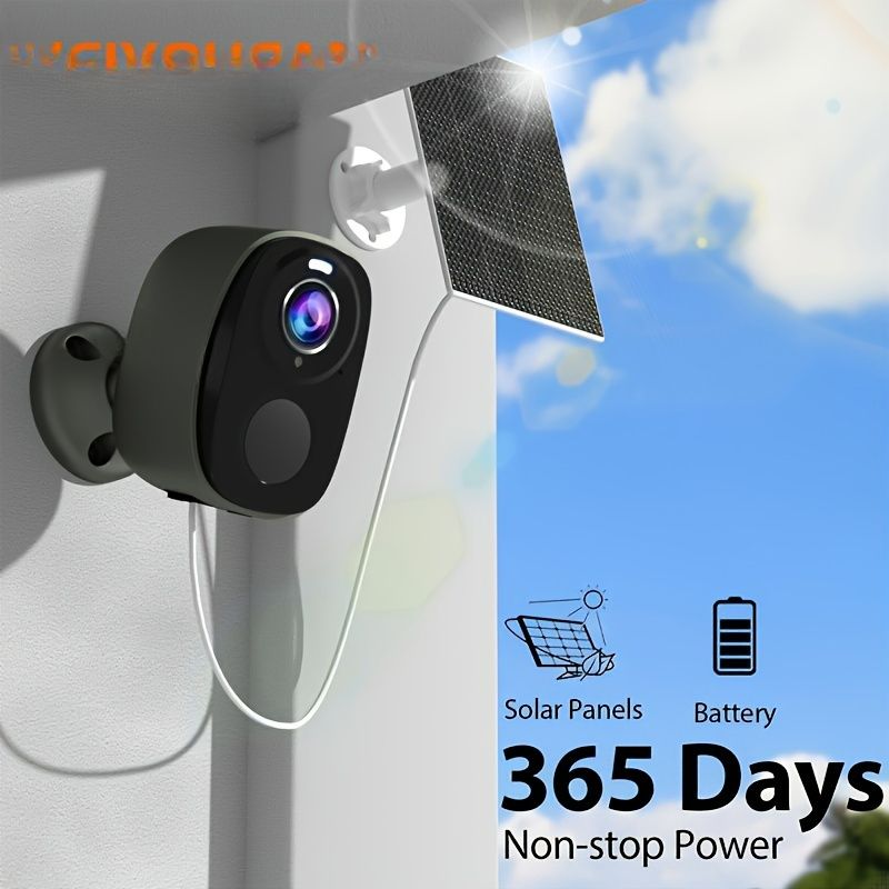 2 Sets Of Wireless Outdoor Solar Cell Security Cameras, 3MP Night Vision With Spotlight, Wireless Battery Solar Power, Body Detection, With Solar Pane_voghion.com
