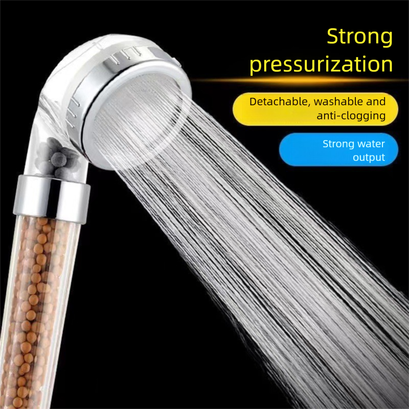 Negative Ion Shower Head, 3-Stage Filter Handheld Nozzle For Pressure Boosting And Skin Care, Household Bath_voghion.com