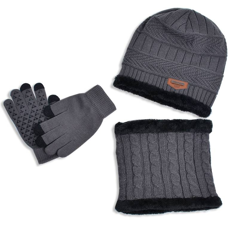 Maglione con cappello invernale, set sciarpa con filato di lana spesso, cappello lavorato a maglia autunnale e invernale da uomo europeo e americano_voghion.com