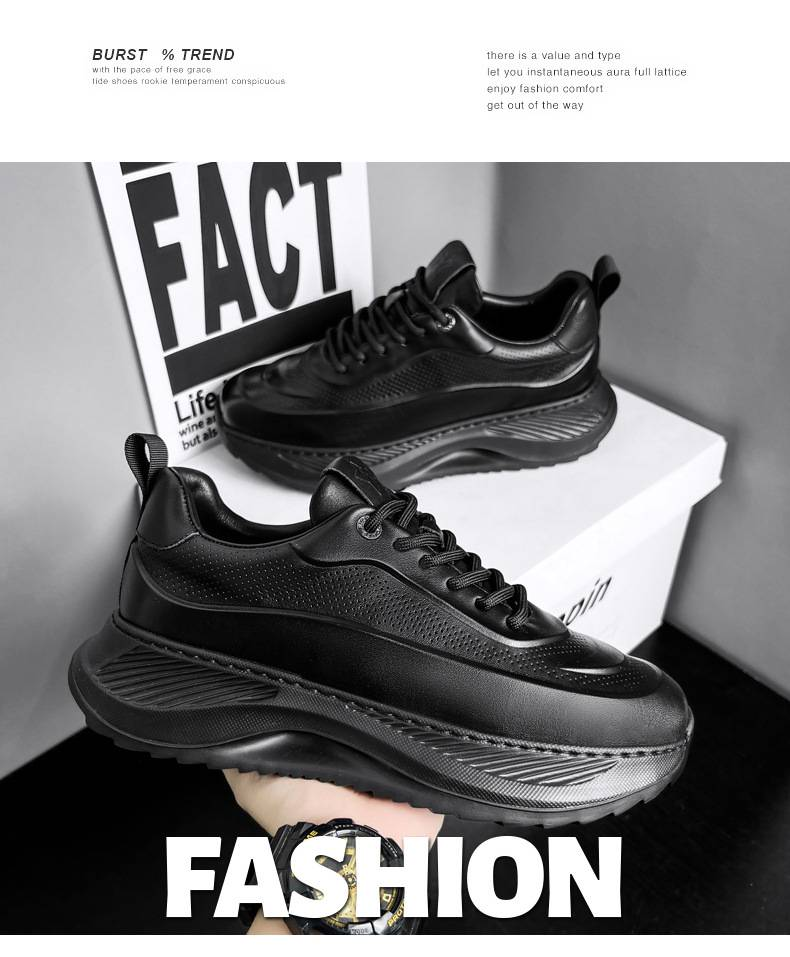 2024 autumn and winter men's plus size leather sports and leisure shoes Korean version height increasing dad trendy shoes_voghion.com
