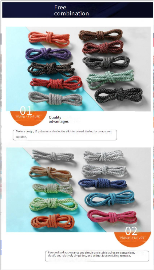Accessori per scarpe Lacci per scarpe in poliestere fluorescente riflettente intrecciato rotondo da 4 mm adatti per scarpe da basket, scarpe intrecciate volanti_voghion.com