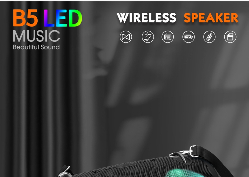 Ny War Drum 3. generations Bluetooth-højttaler med RGB-farvelys Udendørs bærbar vandtæt Bluetooth-højttaler_voghion.com