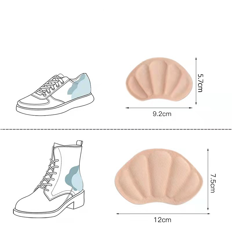 Zum Anpassen der Schuhgröße, Anti-Reibungs-Aufkleber für Sportschuhe, Fersenaufkleber für Damen zur Verhinderung von Fersenabfall, Polster in halber Größe_voghion.com