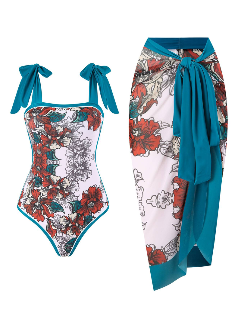 Women's Clothing Two Piece Skirt Multi Color Print Sexy Bikini Set_voghion.com
