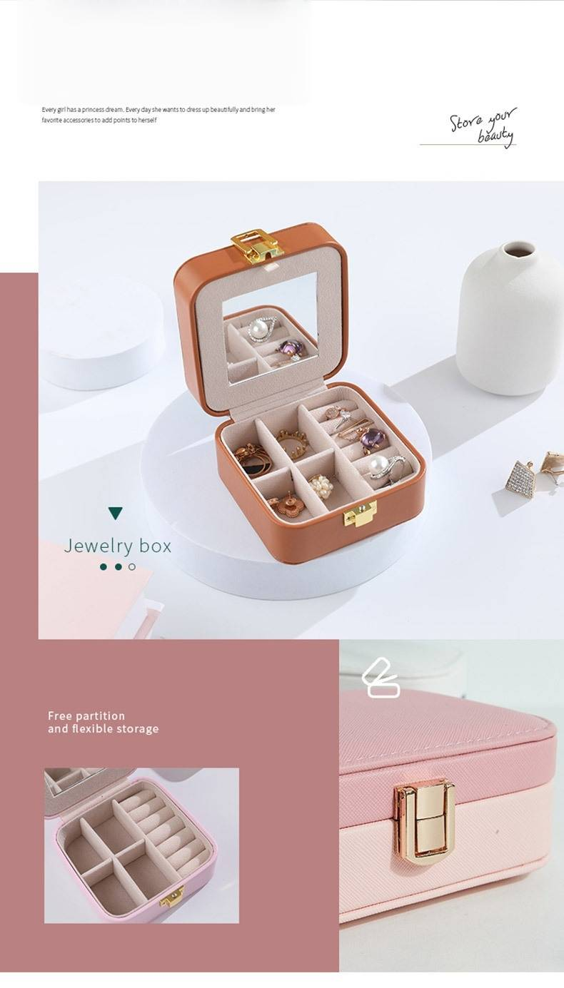 Minimalistische Schmuckschatulle aus PU-Leder – Kompakter Reise-Organizer für Ringe und Ohrringe (Luxus-Design, tragbar, als Geschenk geeignet)_voghion.com
