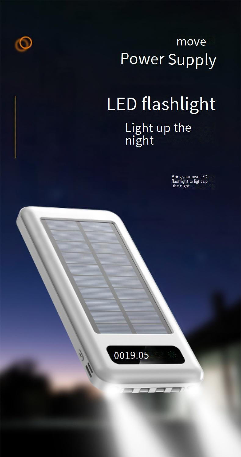 20000mAh Solar Power Bank With Built-in Cable, Portable Fast Charging External Battery For Outdoor Travel & Emergency_voghion.com