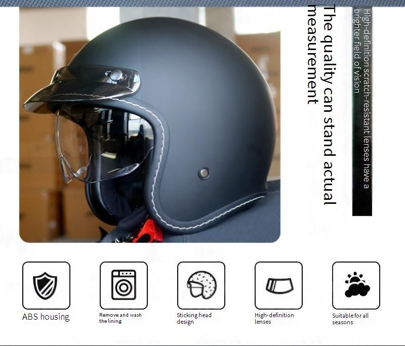 Motorrad-Halbhelm im Vintage-Stil mit Bluetooth-Gegensprechanlage und 3C-Zertifizierung – leichte ABS-Schale, verstellbare Passform für Männer und Frauen_voghion.com