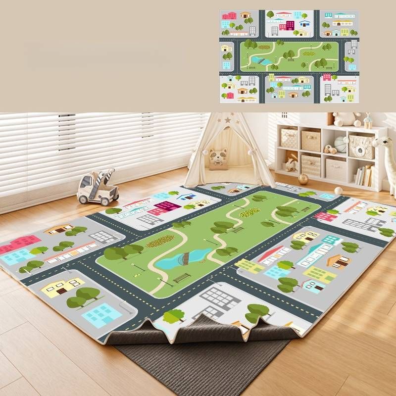 Interactive City Play Mat – Machine Washable Kids Rug With Traffic & Maze Designs (Detachable Base, Educational Floor Game)_voghion.com