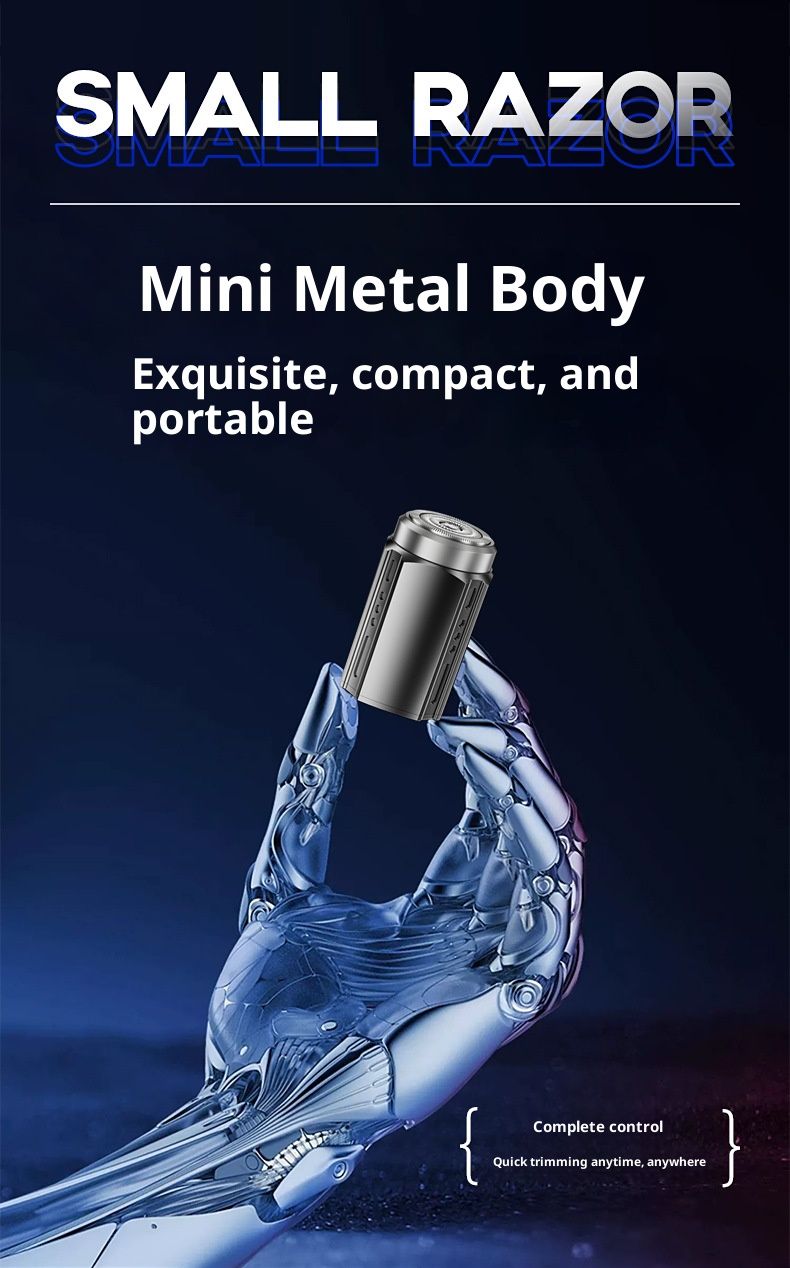 Mini-Elektrorasierer – 3D-Schwebeklingen, LED-Anzeige, IPX7-wasserdicht, per USB wiederaufladbarer Reiserasierer für Männer (Gunmetal/Schwarz)_voghion.com