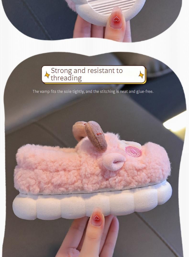 Winter Kids Slippers With Plush Fleece Lining - Cozy Non-Slip Indoor/Outdoor House Shoes For Boys & Girls (Pink, Light Brown, Dark Brown, Sky Blue)_voghion.com