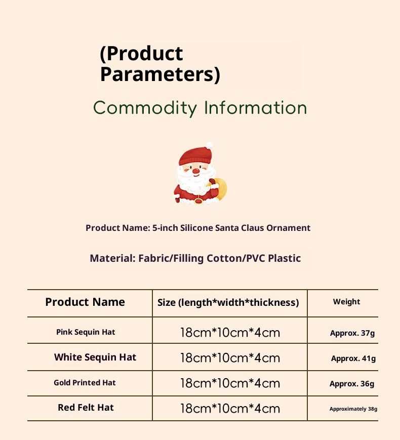 Décoration festive de Noël en forme de poupée Père Noël - Ornement de Noël argenté sur pied pour la maison, les fêtes et les cadeaux (rose/rouge/blanc)_voghion.com