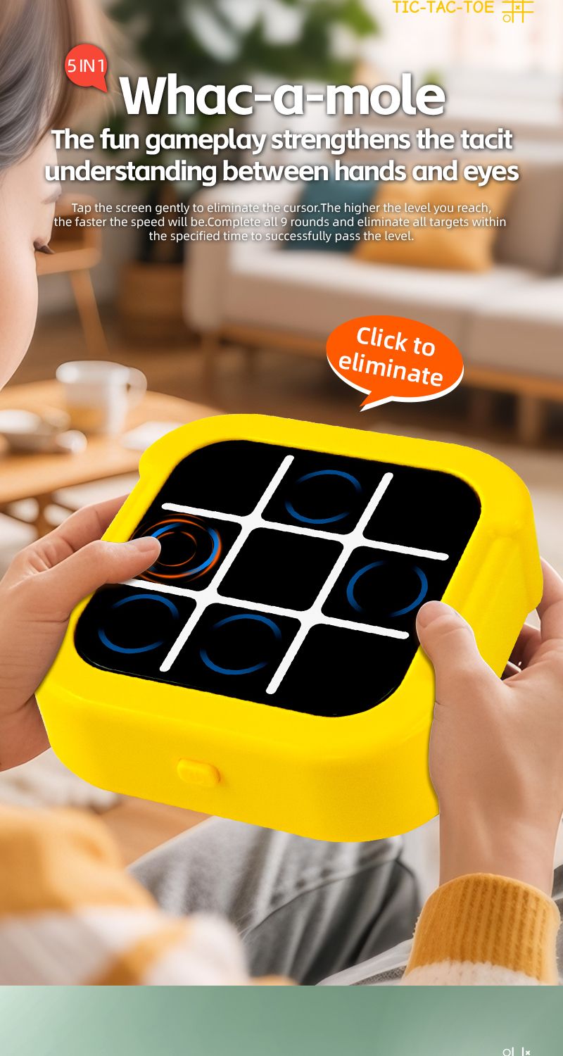 Juguete educativo infantil electrónico de tres en raya 5 en 1, juego de mesa para dos jugadores._voghion.com