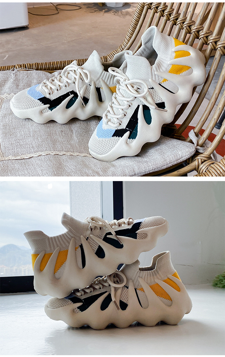 Dam S Skor Vår Nya Flygande Vävning Andas mjuk botten Sport Fritidssockor Skor Kokosnöt Skor bläckfisk_voghion.com
