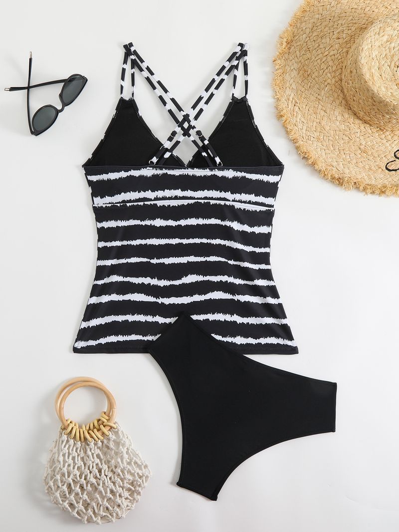 Maillot de bain deux pièces à rayures, coupe slim, pour femme, nouveauté 2025_voghion.com