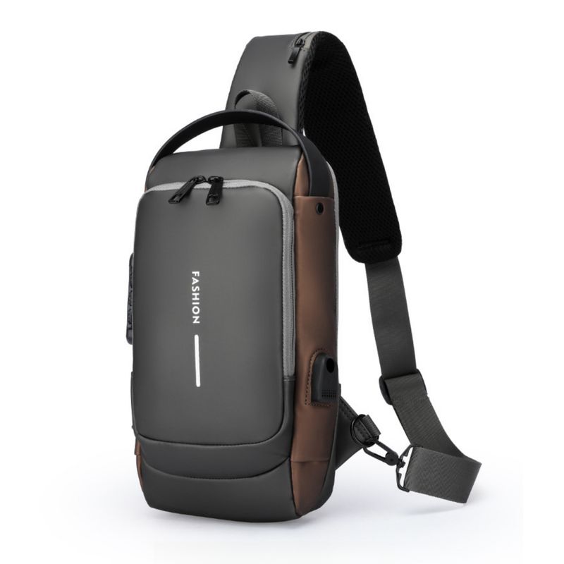 Oxford Fabric Sling Backpack With USB Charging Port, Adjustable Strap - Casual Outdoor Crossbody Bag For Hiking And Travel_voghion.com