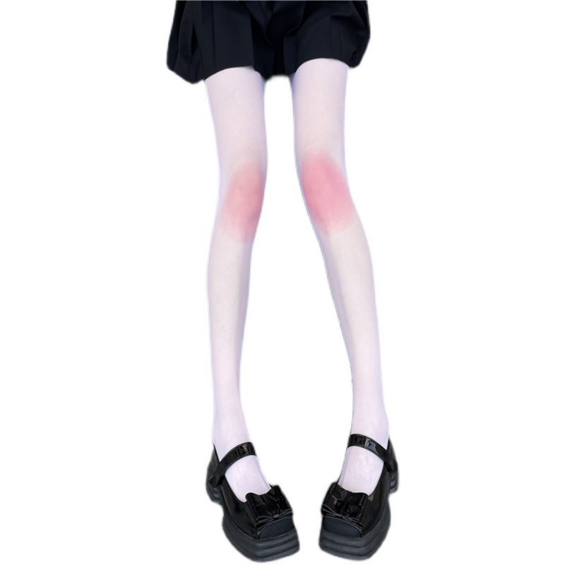 Errötende Strümpfe, dünne reine Wunschseide, JK-Mädchen, süße Lolita, schöne Beine, weiße Strumpfhose_voghion.com