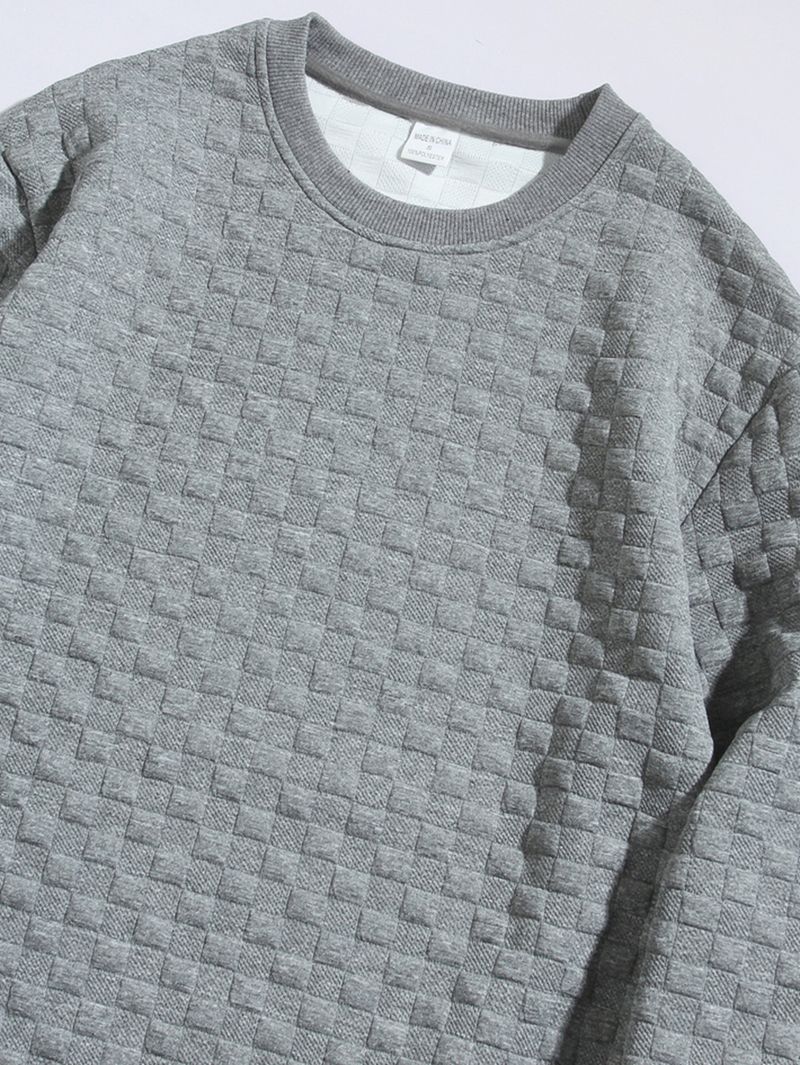 Felpa casual da uomo a quadri - Maglia morbida e ampia con scollo rotondo e maniche lunghe, per l'inverno e l'autunno_voghion.com