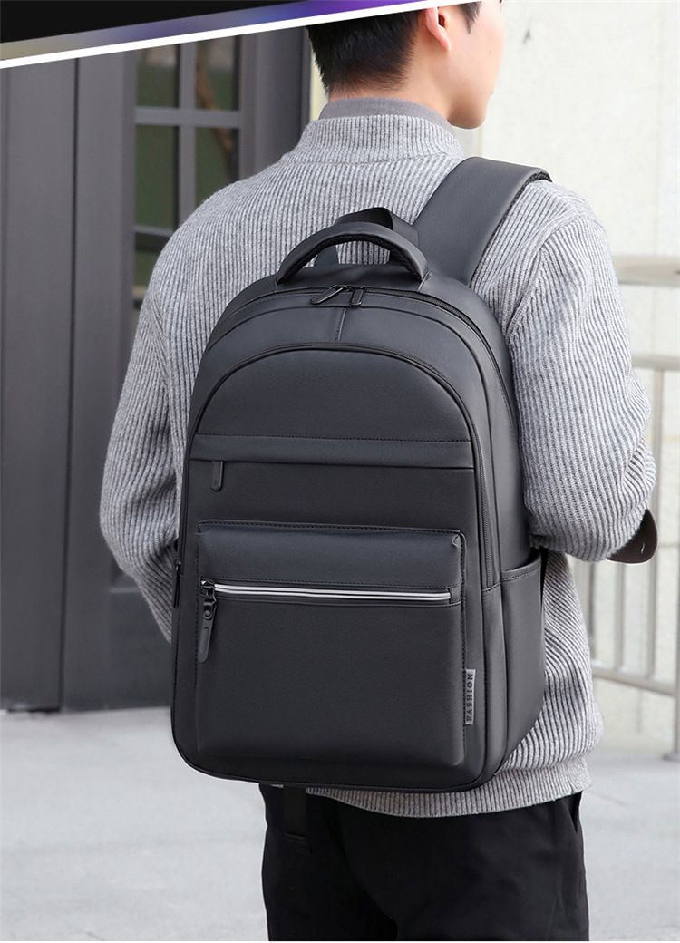 Mochila clásica negra de tela Oxford, estilo universitario, impermeable, ligera, multicapa, de gran capacidad, moderna, para mujer._voghion.com