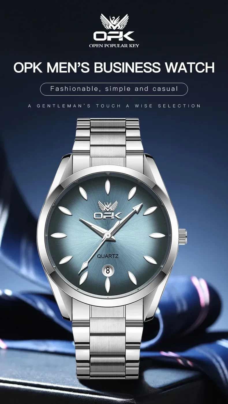 OPK Mens Watch Quartz Watch Waterproof Luminous Stainleess Steel Watches For Man Automatic Date Watch With Box_voghion.com