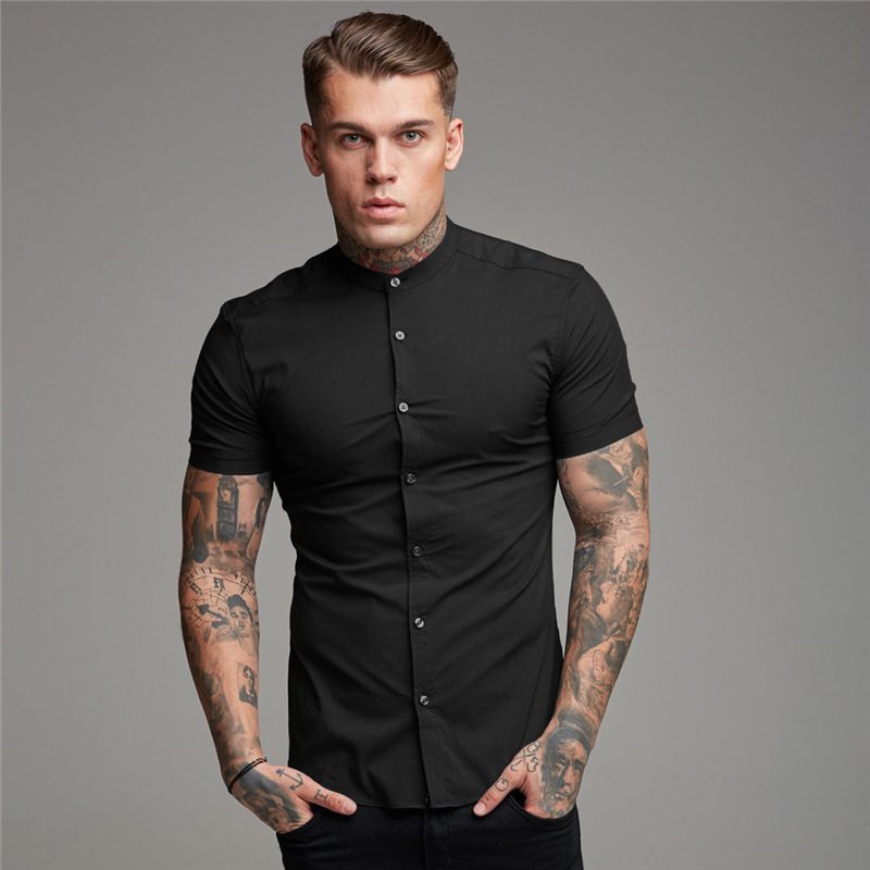 Camicia a maniche corte per sport fitness T-shirt da allenamento per corsa da uomo Camicia con fondo elasticizzato slim fit ad asciugatura rapida_voghion.com
