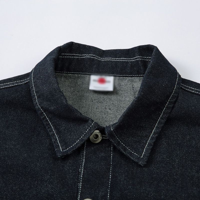 Men's Distressed Denim Jacket With Contrast Stitching - Oversized Streetwear Style For Spring & Fall - Lightweight Cotton Casual Coat (Blue)_voghion.com