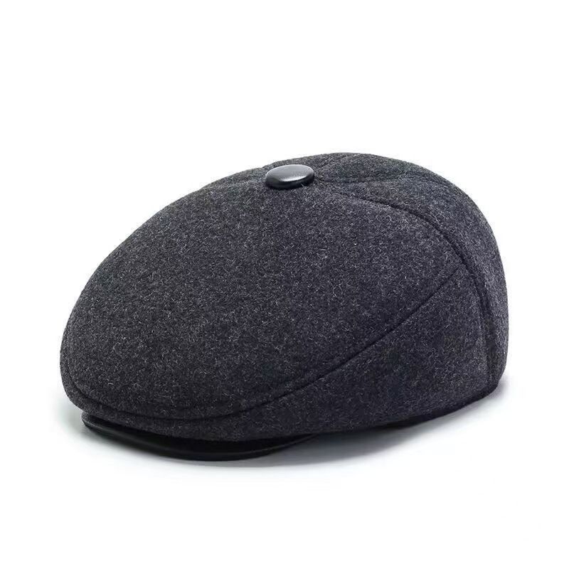 Cappello invernale da uomo e di mezza età, in pelle, caldo e con fodera in pile, con protezione per le orecchie per anziani_voghion.com